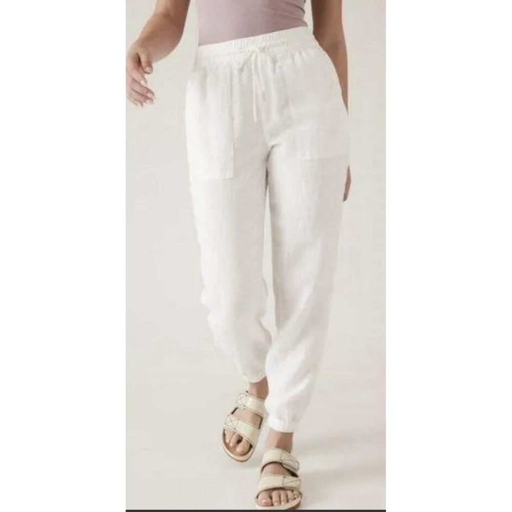 Athleta 100% Linen‎ Jogger Pants size 16 Cally Lily NWOT